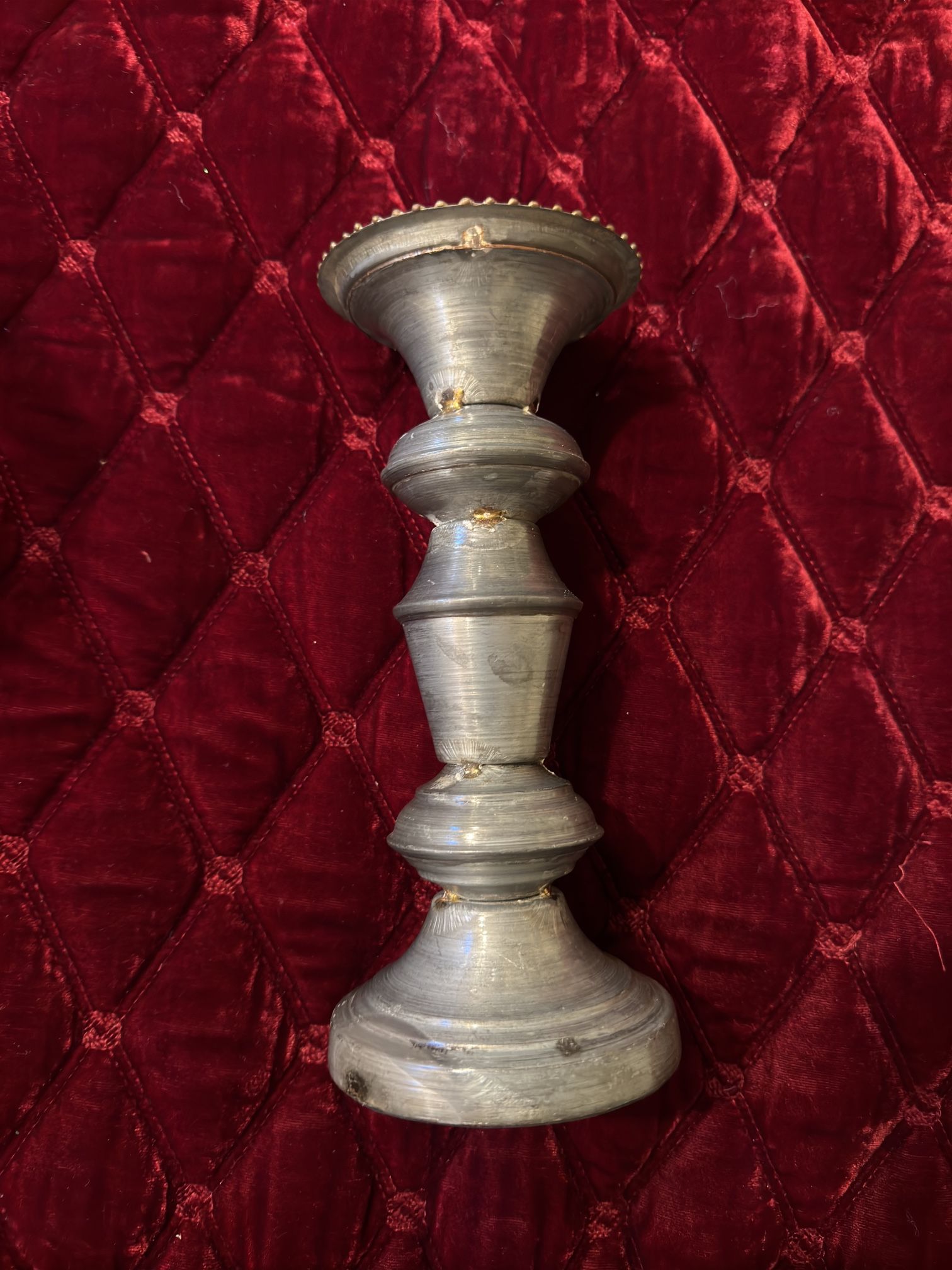 Set Of Six Pewter Candleholders