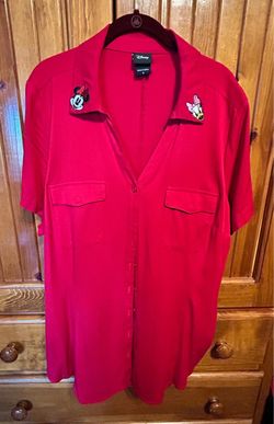 Size 2 Disney Minnie Mouse & Daisy Duck Red Button-Up Shirt