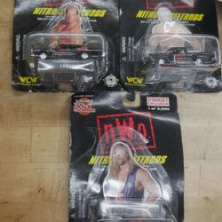   Lot 3 WCW Kevin Nash  Macho Man  Lex Luger1999 RACING CHAMPIONS NWO NITRO STREET RODS .   