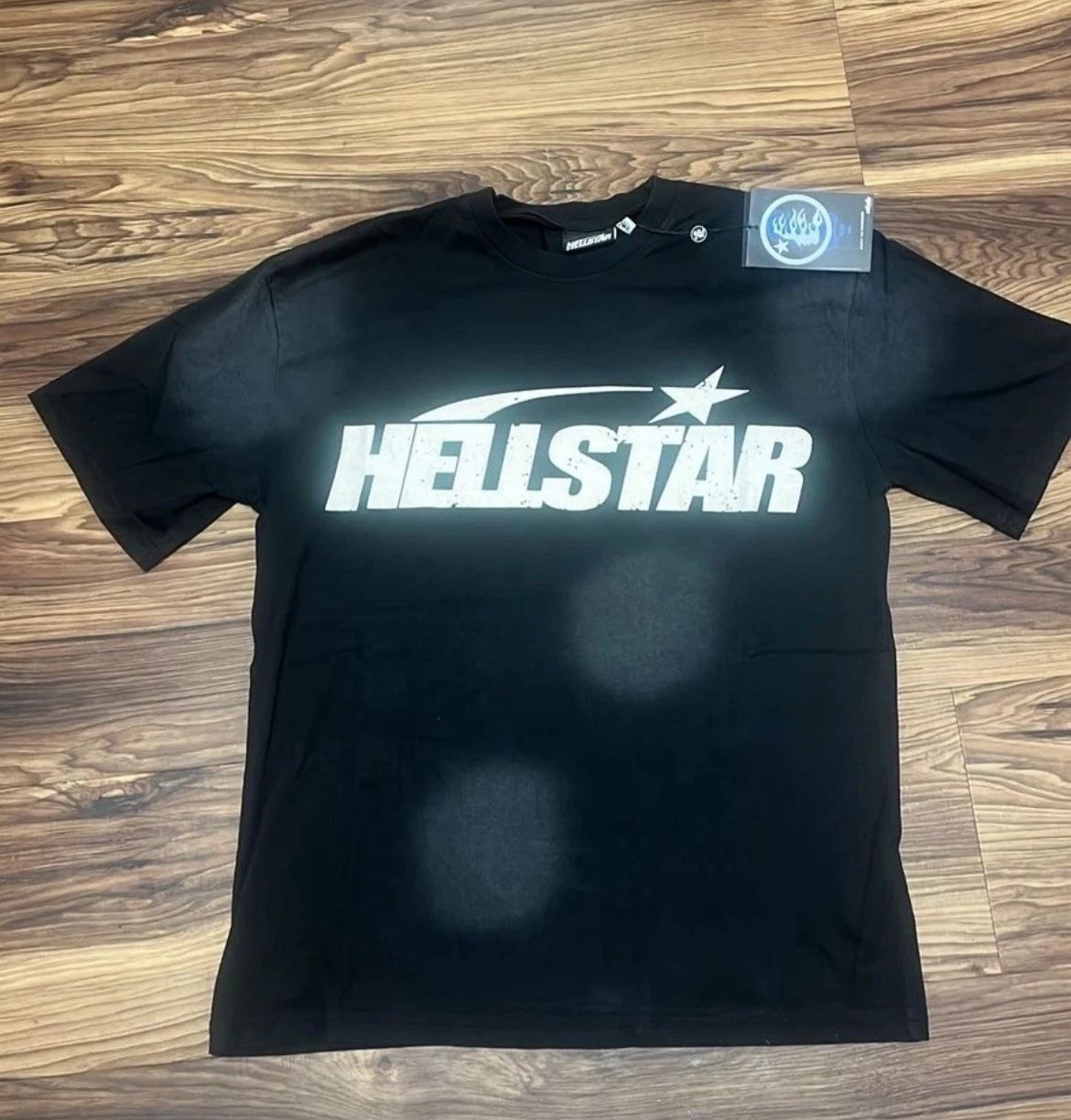 Hellstar Classic Logo Black T-Shirt White Print - Size Medium