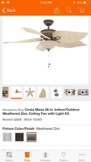 New Hampton Bay Costa Mesa 56 Indoor Outdoor Weathered Zinc Ceiling Fan With Light Kit For Sale In Los Angeles Ca Offerup