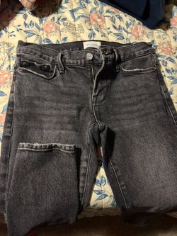 FRAME Gray Distressed Denim Jeans