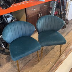 Two Velvet Turquoise Chairs
