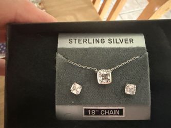 Sterling Silver & CZ Necklace & Earring Set