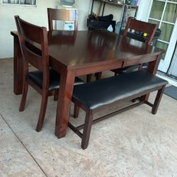 Dining Table And 3 Chairs One Bench