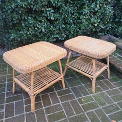 $25. 1 vintage wicker side table. .