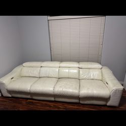 Leather Couch And a Recliner- White 