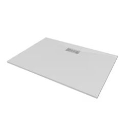 CASTICO 60 in. L x 42 in. W x 1.125 in. H Solid Composite Stone Shower Pan Base with Center Back Drain in White Sand