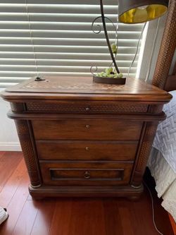 Matching Vintage Wood Nightstands Pair