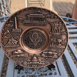 United States Seal Metal Plate On A Stand 6.5”