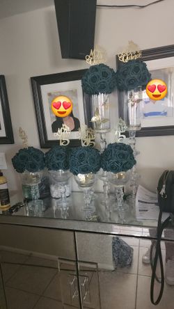 Quinceanera Center Pieces Emerald Green