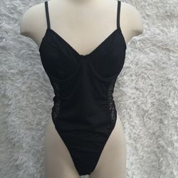 Forever21 Black Lace Bodysuit size XL