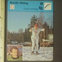 1979 Sportscaster Sixten Jemberg Sweden A Legend In His Lifetime Nordic Skiing Sports Photo Large Over-sized Card HTF Collectible Vintage Italy