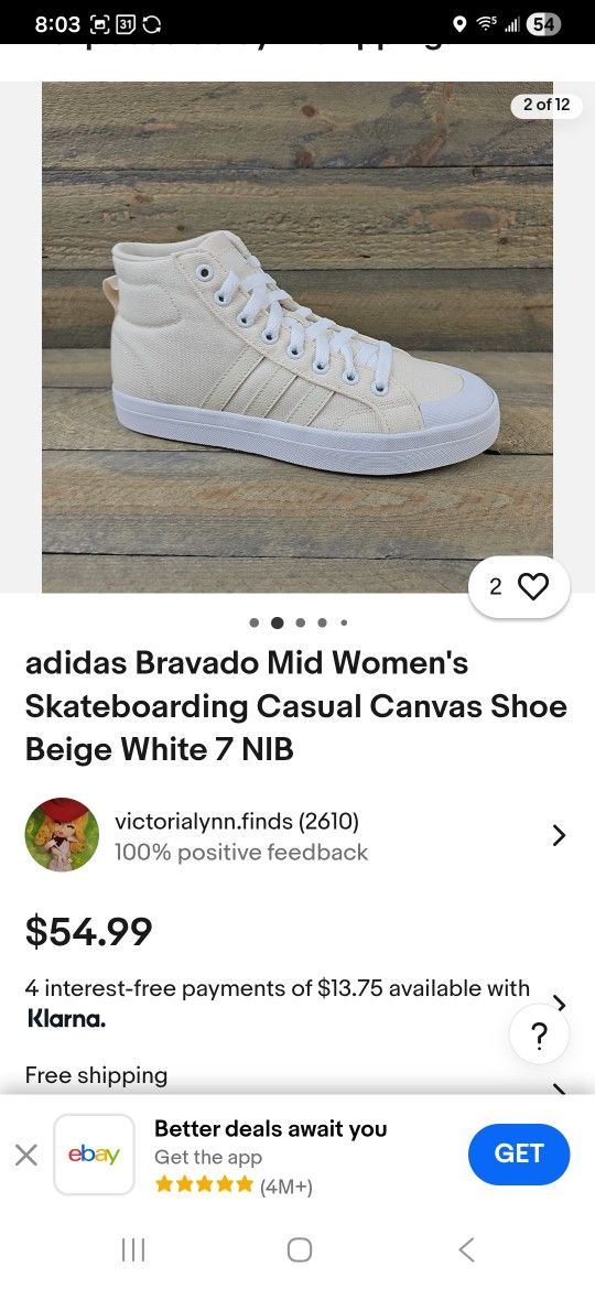  Adidas Bravado Mid Women's Skateboarding Casual Canvas Shoe Beige White Size 7 NIB