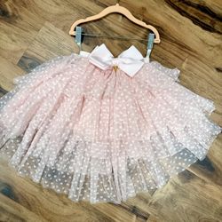 Sz 4/5 Pink Tulle Heart & Bow Skirt by Angels Face