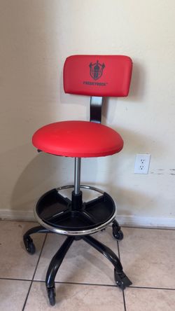 Freekyrock Rolling Shop Stool with Back Rest