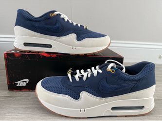 2024 Men's Nike Air Max 1 '86 OG City Pack Big Bubble Jackie Robinson FZ4831-400 Midnight Navy Obsidian Sail Metallic Gold Gum Medium Brown Size 12 Ne