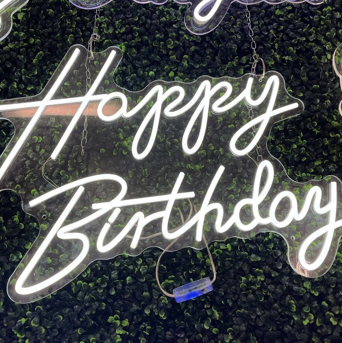 Neon LED Happy Birthday Backdrop  Sign For sale! 