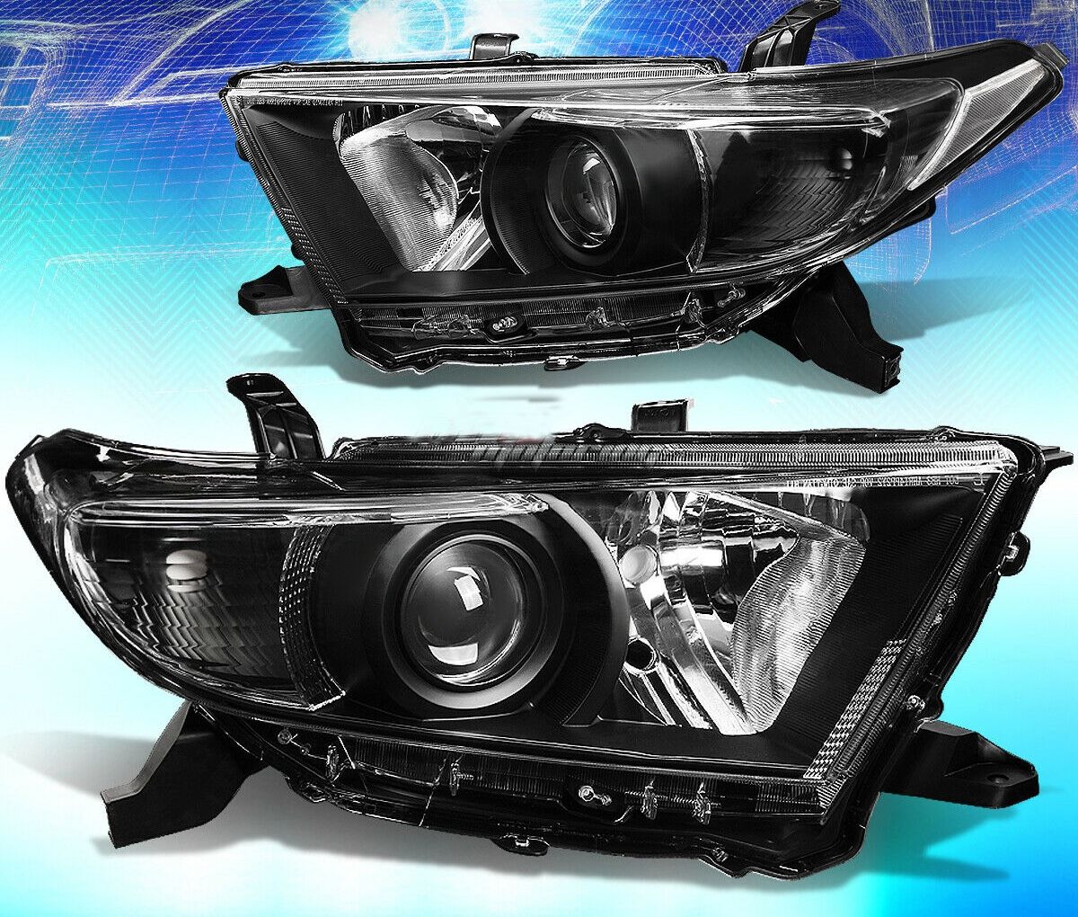2011-2013 Toyota Highlander Headlight With Projector Black 