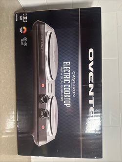 Ovente Cast-Iron Electric Cooktop Dual Burners