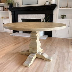 World Market 48” Round Dining Table — Heavy Pedestal Base