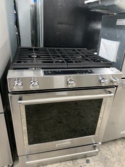 Kitchen aid 30” slide in range in stainless steel all gas