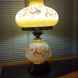 Antique/Vintage Falkenstein Floral Hurricane Lamp