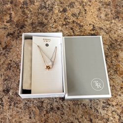 Fossil Moon And Stars Necklaces Rose Gold Stainless Steel 16” JOF00520998