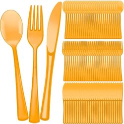 Minatee 150 Pieces Disposable Cutlery Set Plastic Silverware