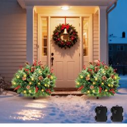 Set of 2 Prelit Pathway Christmas Trees, 20.87' Outdoor
