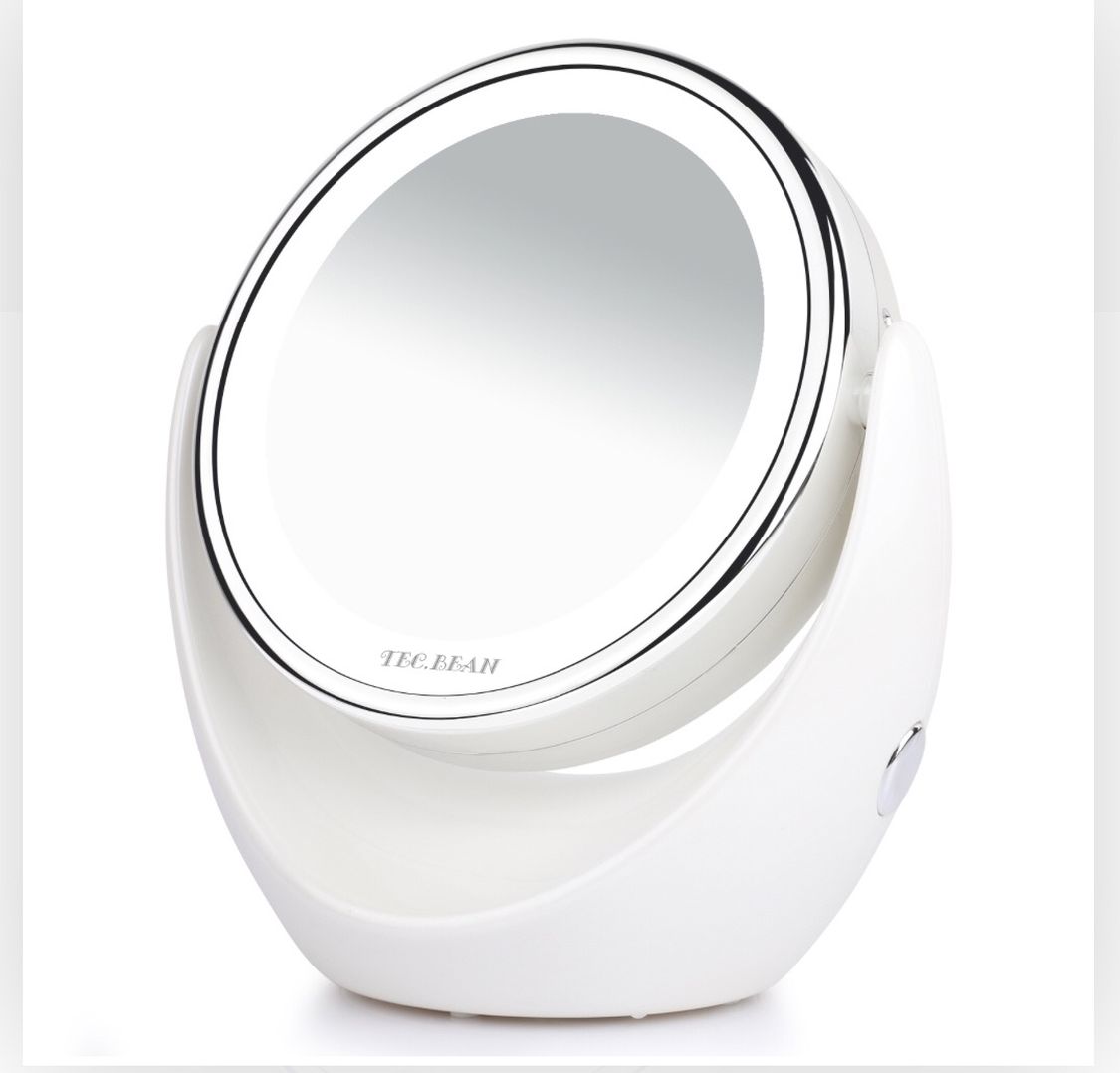 TEC.BEAN Makeup Mirror, 1x/7x Magnification LED Lighted Vanity Mirror, Double Side, 360° Rotation, Anti-Fog Design for Bathroom Cosmetic Mirror