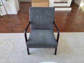 Mid-Century Modern Dark Grey Corduroy Accent Chair