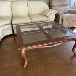 Wooden Glass Top Coffee Table