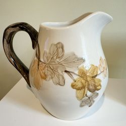 Flowered Ceramic Pitcher Possibly Circa 1960's Made in U.S.A. Gently Used