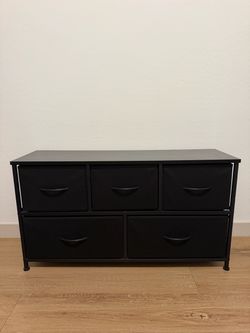 Black 5-Drawer Fabric Storage Dresser