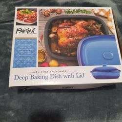 Parini Cookware Non Stick Stoneware Deep Baking Dish With Lid