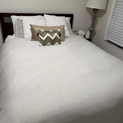 Full/Queen Wood Bed Frame + Box Spring