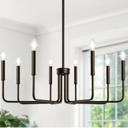 #3084Z-8-Light Farmhouse Chandelier for Dining Room Lighting Fixtures Hanging, Oil-Rubbed Bronze Dining Light Fixtures Industrial Chandelier for Bedro