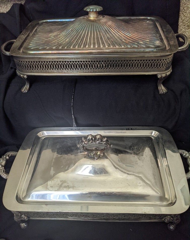 Vintage Silver Serving Stand Holiday Dinner No Pyrex Inside