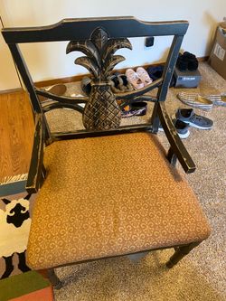 Set of 4 Vintage Carved Pineapple-Back Armchairs
