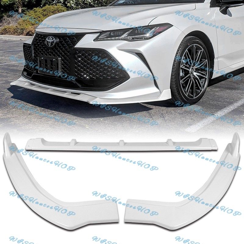 For 2019-2021 Toyota Avalon STP-Style Painted White Front Bumper Spoiler Lip 3pc -(2-PU-585-PWH