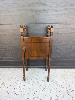 Vintage Wooden Smoking Stand Humidor Cabinet