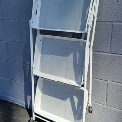 Foldable 3 Tier Metal Rolling Cart