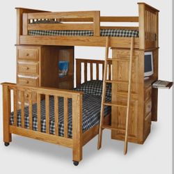 Solid Wood Twin Bunk Bed 
