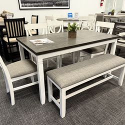 6pc Dining Table + Bench Set - Free Delivery Promo 