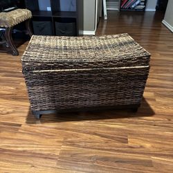 ratan wooden ottoman/chest