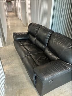 Genuine Black Leather reclining Couch