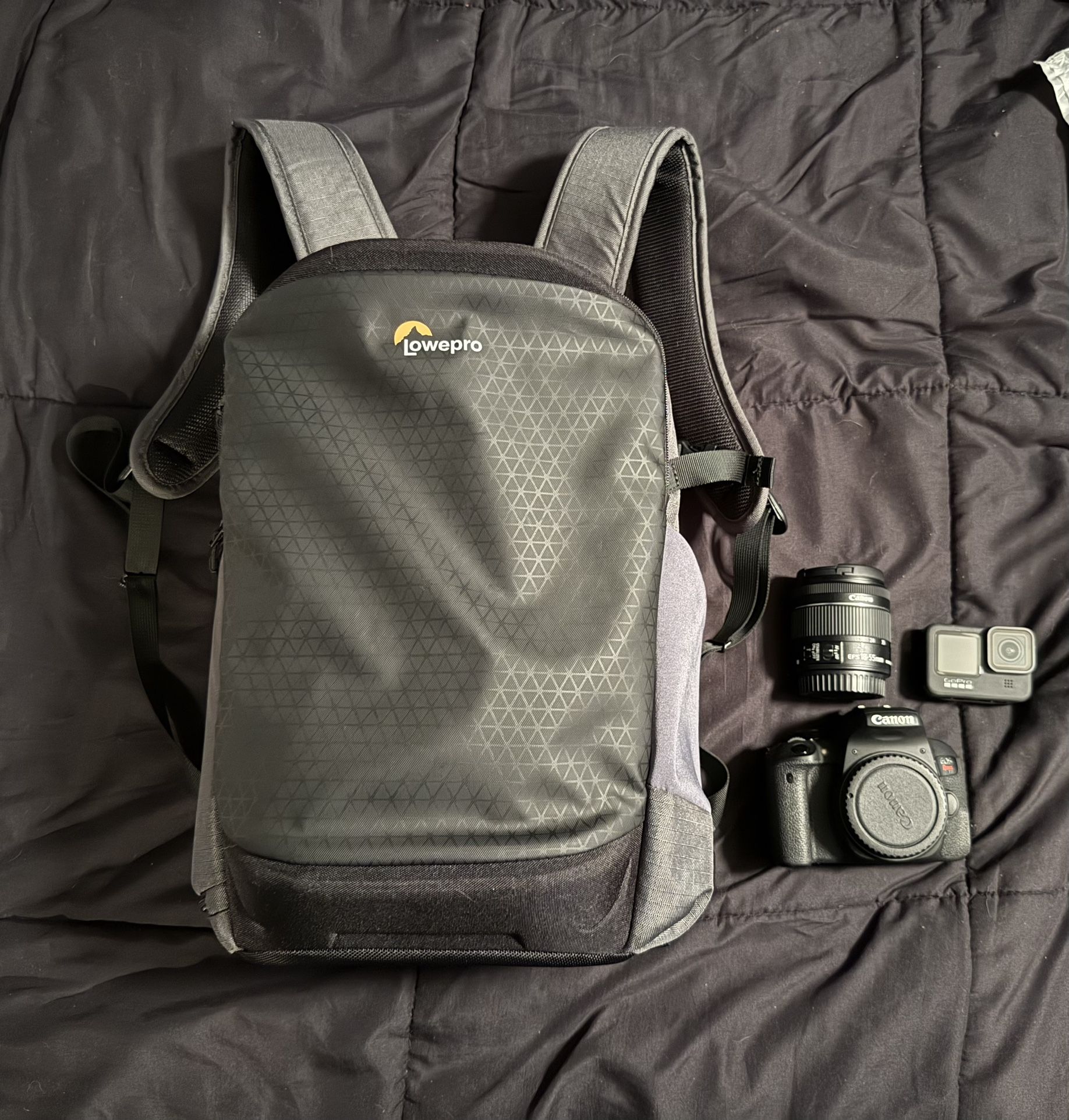 Camera Bag, Canon T7i With 18-55mm Kit Lens