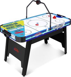 58" Air Hockey Table, Arcade Style with Powerful 700mA Motor, Accurate Digital LED Scoreboard on Overhead Gantry, Includes 2 Pucks and 2 Pushers