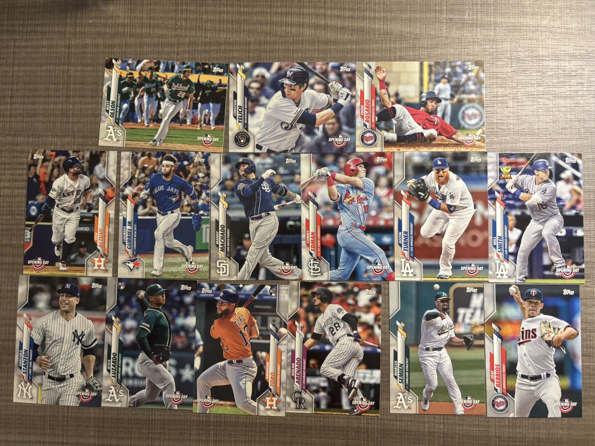 2020 Topps Opening Day Baseball Card Set Lot Of 15 Cards